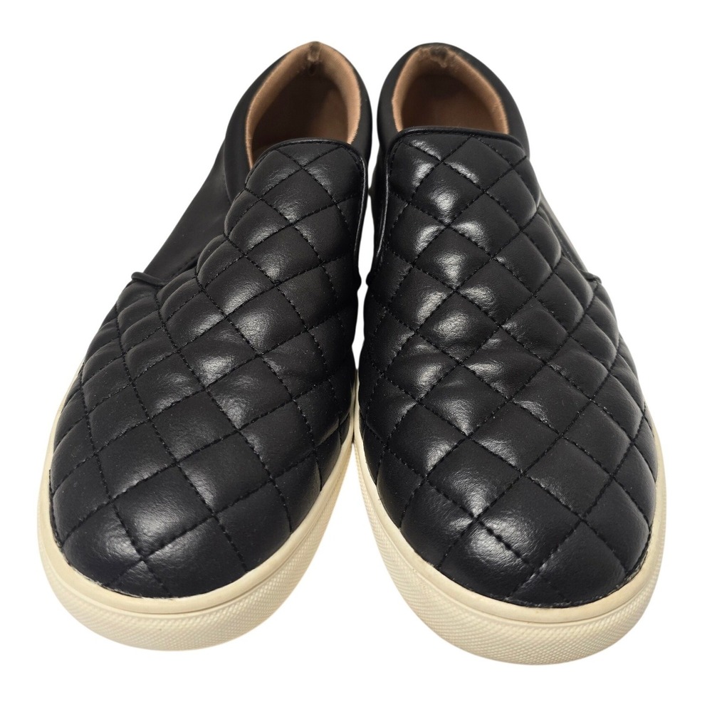 A New Day Womens Black Quilted Slip On Sneakers Size 8.5 Casual Flats